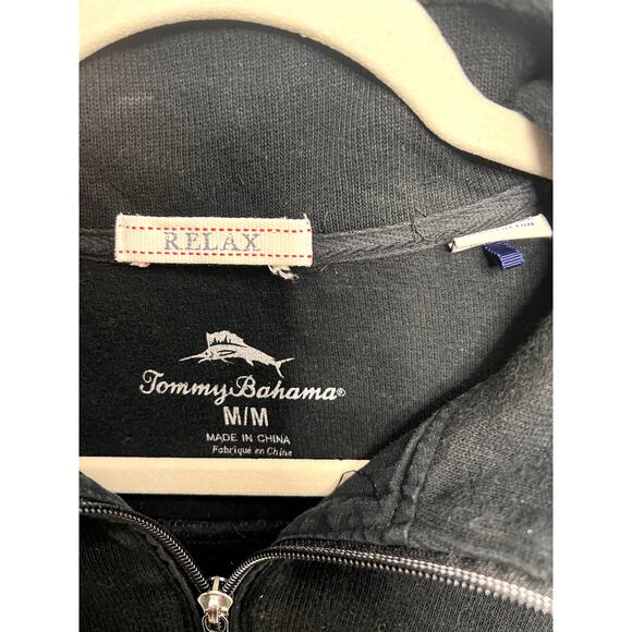 Tommy Bahama Sweater Men’s Medium Black Quarter Zip Beach Golf Pull Over Relax - Picture 3 of 12